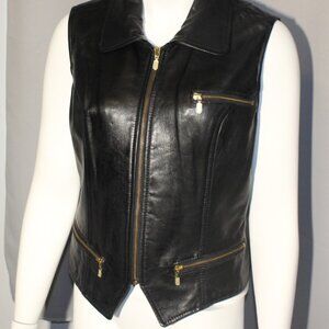 Women's M Vintage Attitude Pegabo Leather Vest – Black